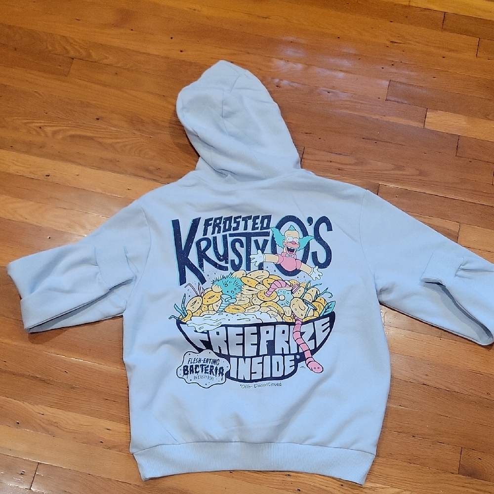 New Primark Simpsons Krusty The Clown Frosted Krustyo's Hooded Sweatshirt Hoodie